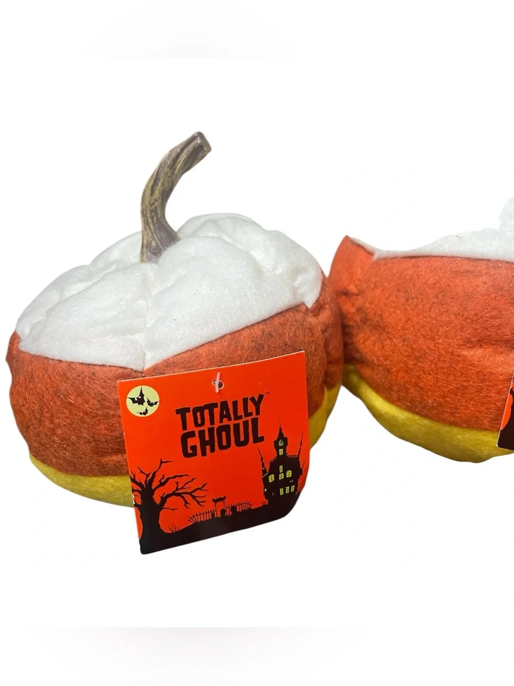 🎃 Totally Ghoul Candy Corn Pumpkin Plush Halloween Decor Set of 2 NWT